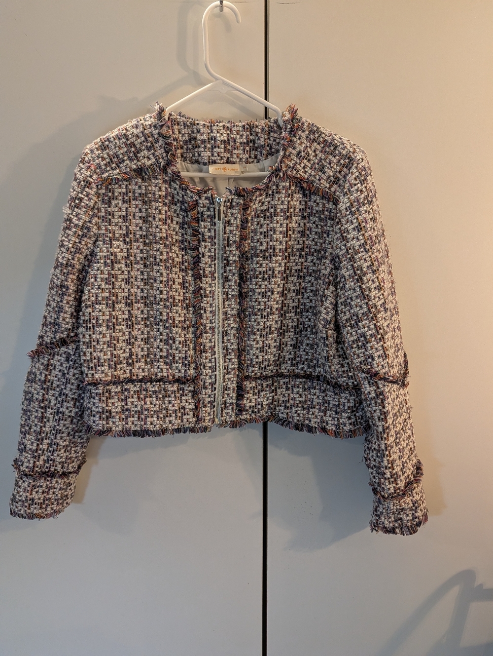 Tory Burch Cropped Tweed Jacket in Multi-Color